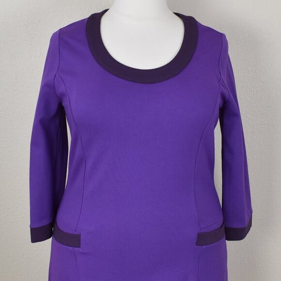 Boden Contrast Trim Ponte Sheath Dress - 16 - Picture 2 of 9